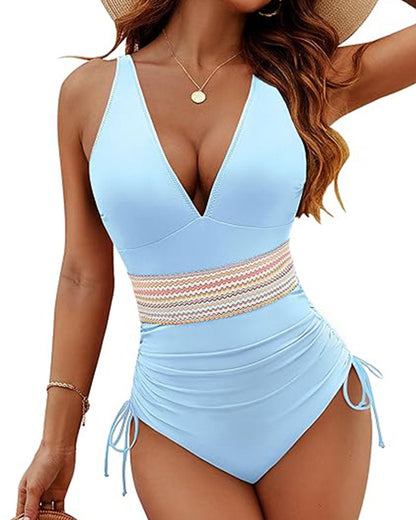 Costume Intero Snellente Modesto Controllo Pancia con Coulisse