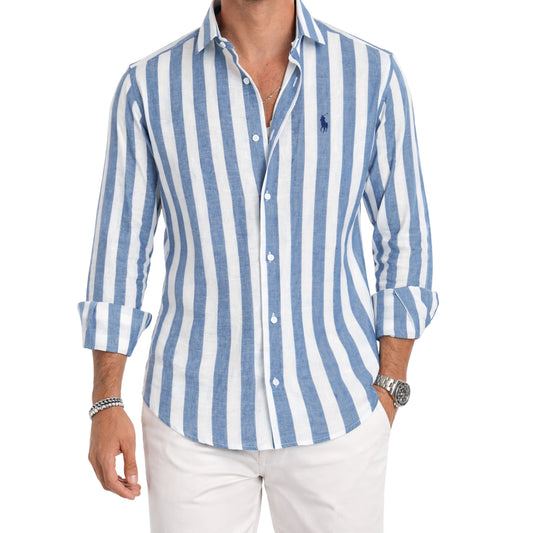 Camicia Casual a Righe Morbide — PREZZO DI LIQUIDAZIONE