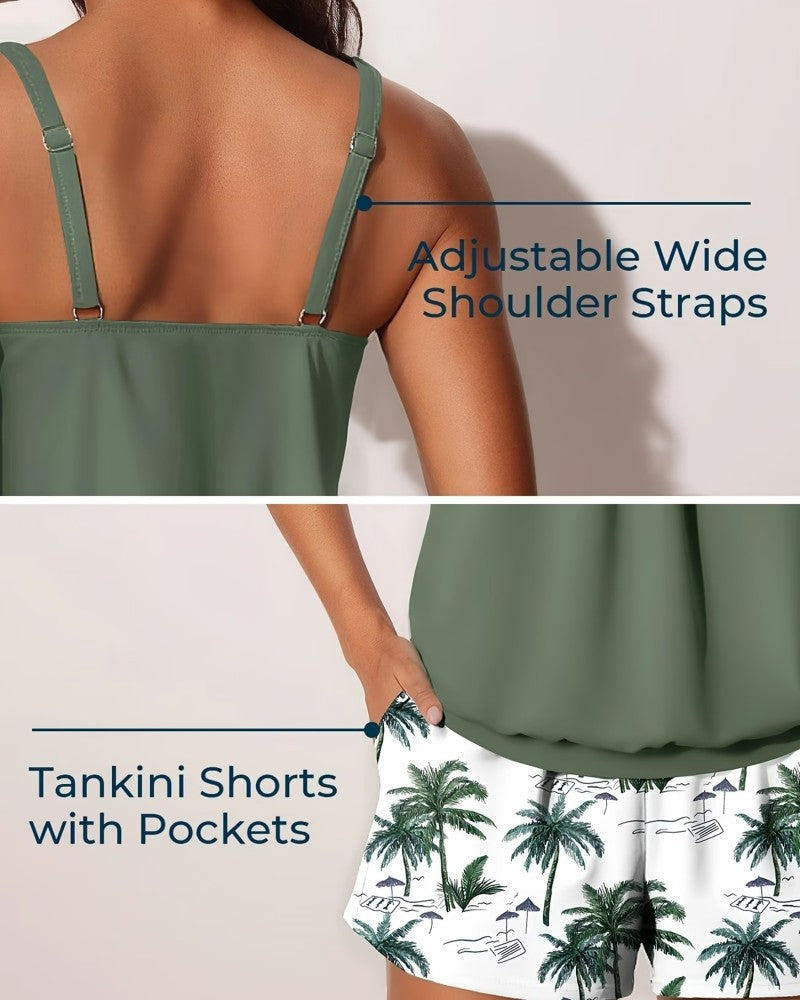 Tankini Tropicale Stampa Palme