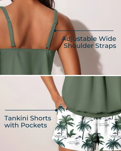 Tankini Tropicale Stampa Palme