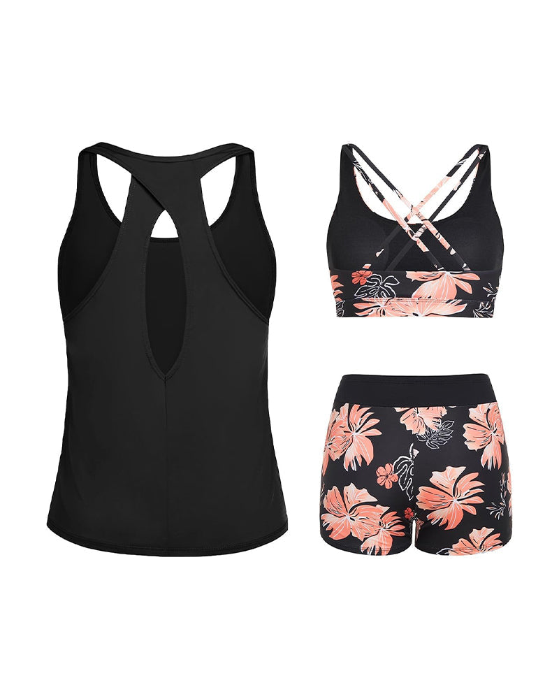 Tankini Stampa Floreale Tre Pezzi