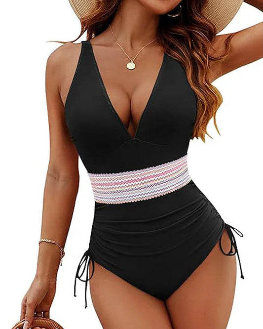 Costume Intero Snellente Modesto Controllo Pancia con Coulisse