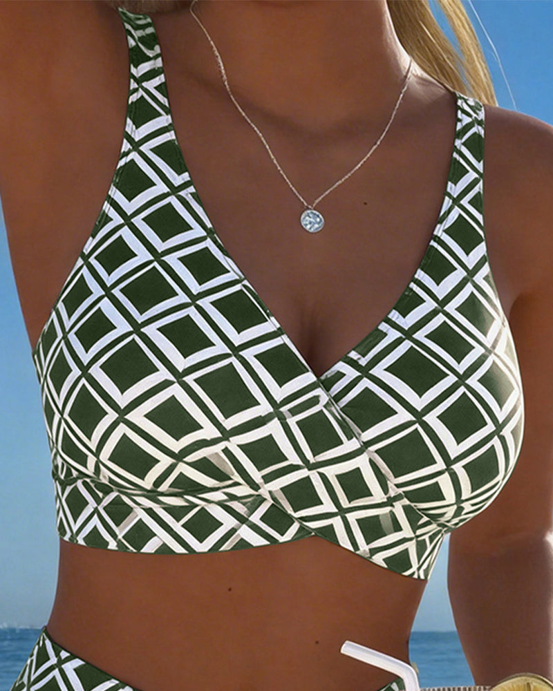 Costume Due Pezzi Stile Reggiseno Motivo Diamante