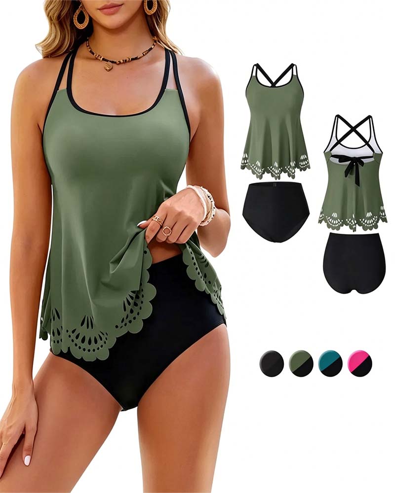 Tankini Doppia Spallina Sottile Cut-Out