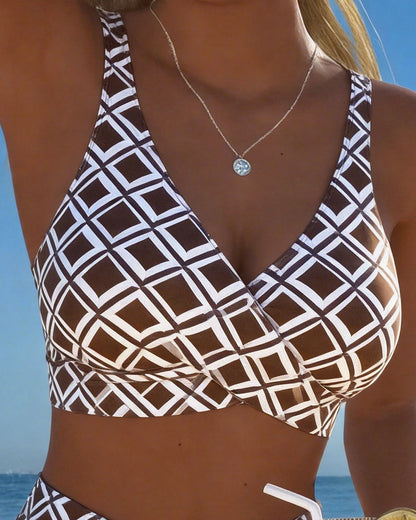 Costume Due Pezzi Stile Reggiseno Motivo Diamante