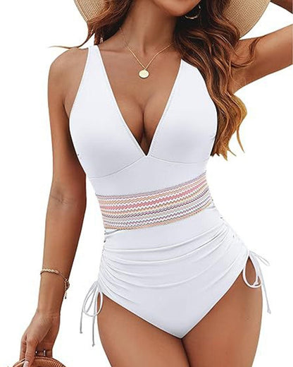 Costume Intero Snellente Modesto Controllo Pancia con Coulisse