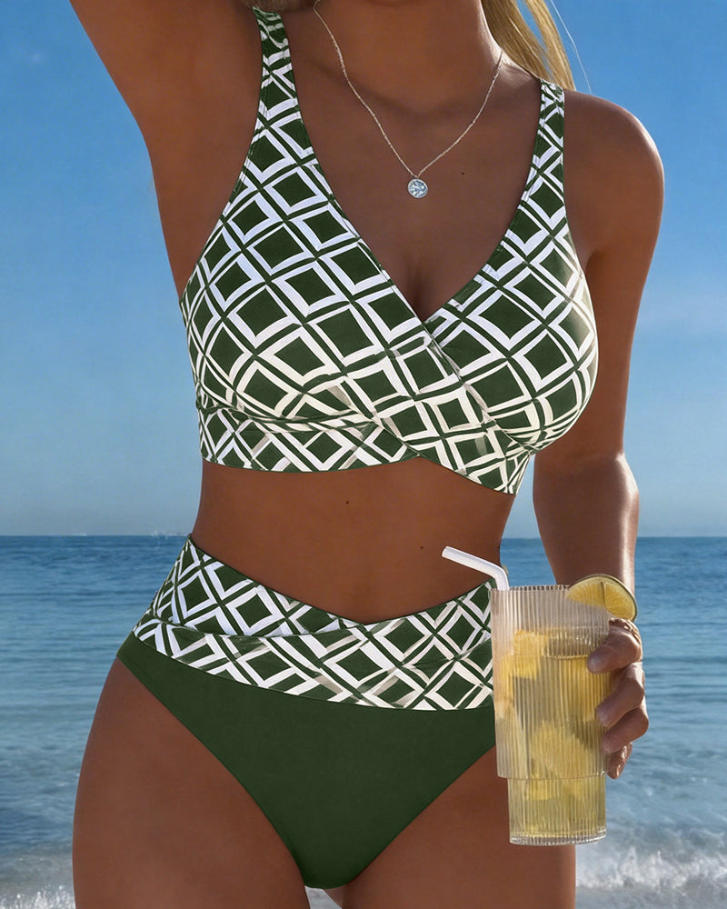 Costume Due Pezzi Stile Reggiseno Motivo Diamante
