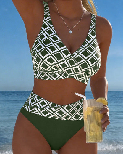Costume Due Pezzi Stile Reggiseno Motivo Diamante