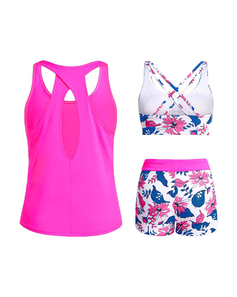 Tankini Stampa Floreale Tre Pezzi