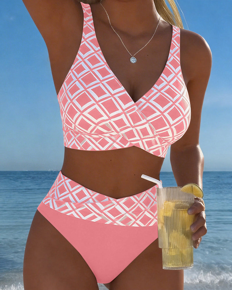Costume Due Pezzi Stile Reggiseno Motivo Diamante