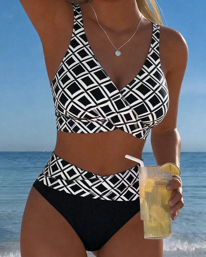 Costume Due Pezzi Stile Reggiseno Motivo Diamante