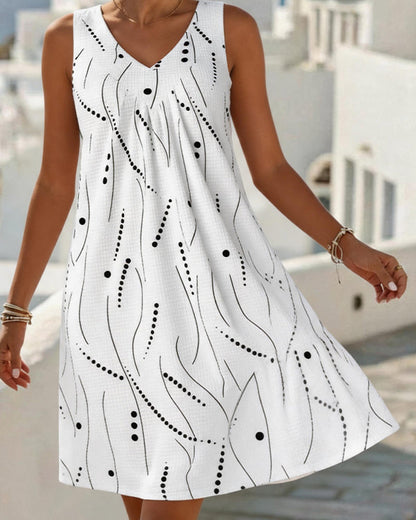 Vestito Senza Maniche Scollo a V A-Line Patchwork