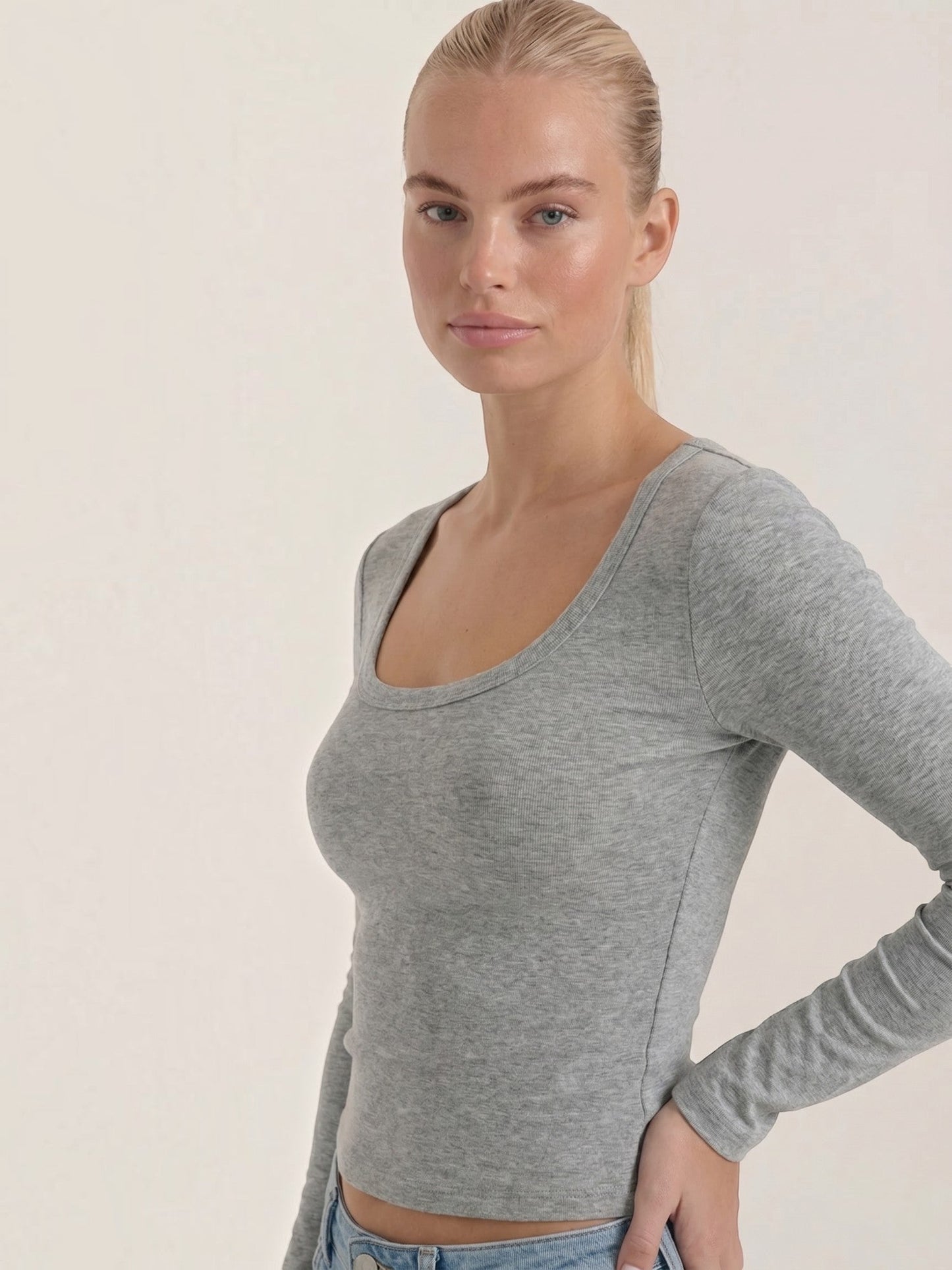 Marian Long-Sleeve Scoop-Neck Top