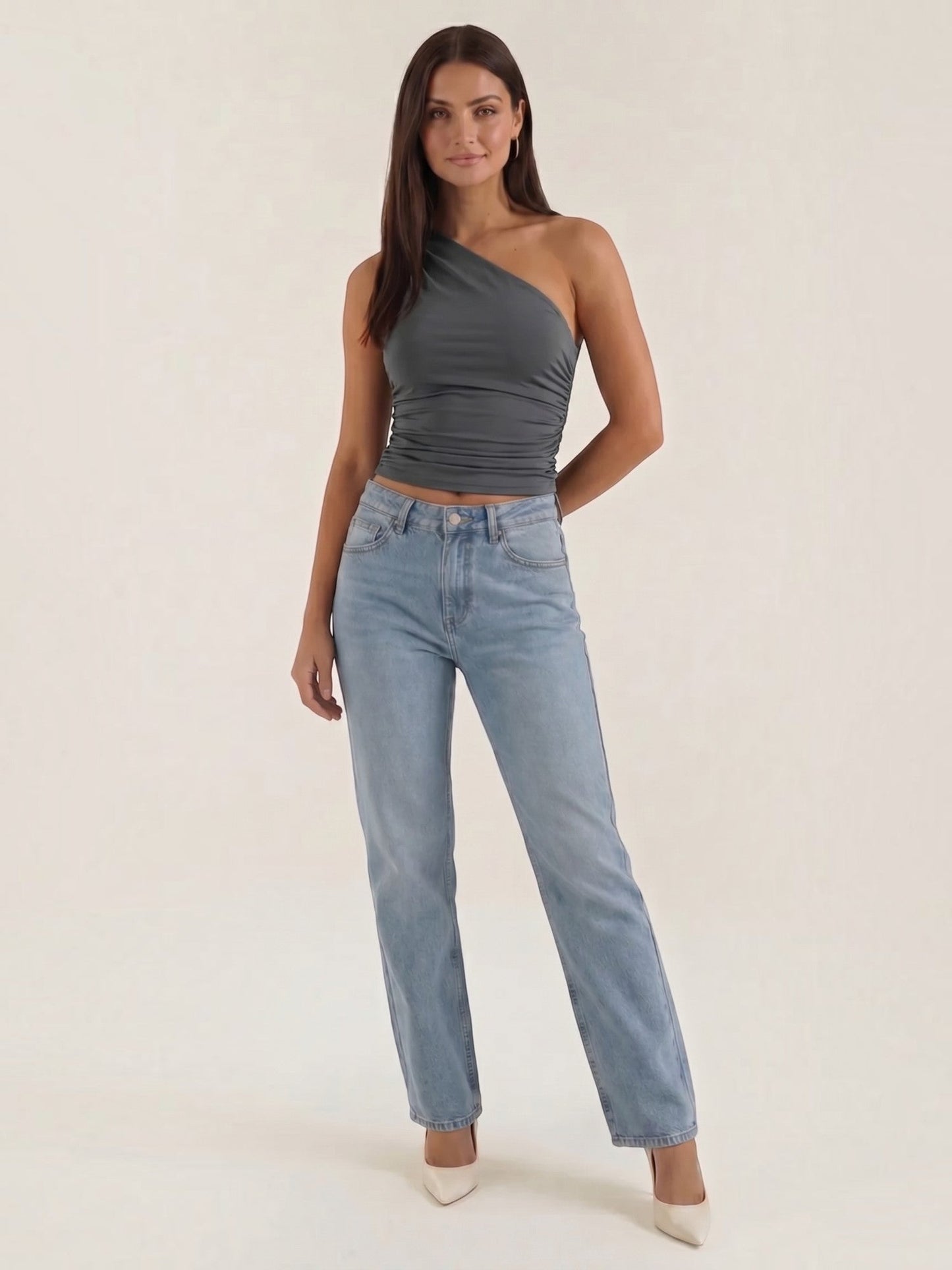 Briony Sleeveless One-Shoulder Top