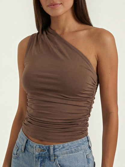Briony Sleeveless One-Shoulder Top