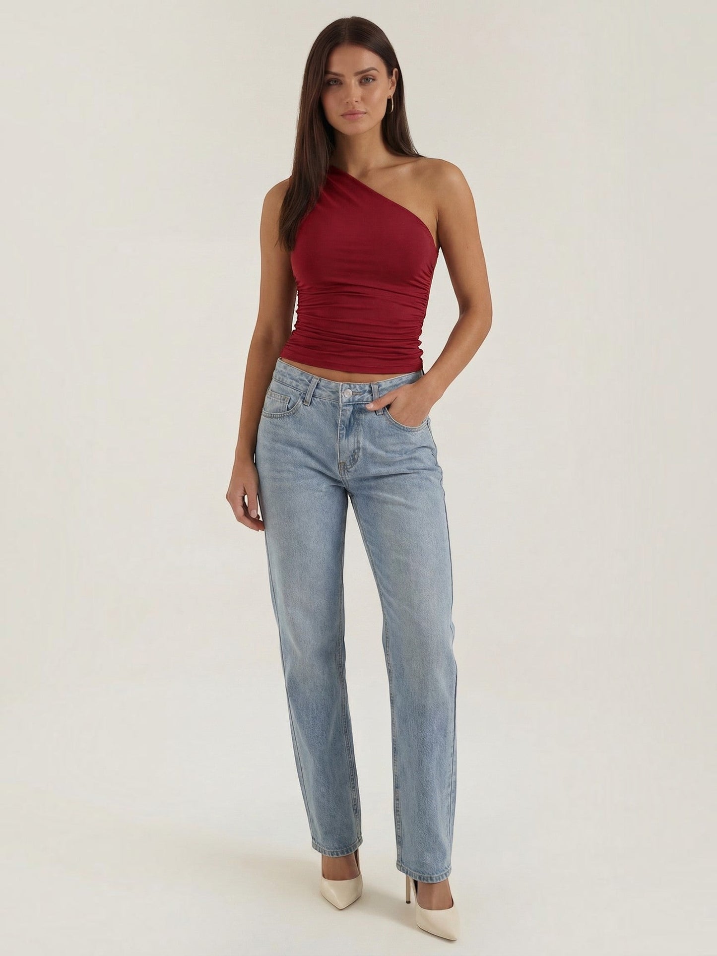 Briony Sleeveless One-Shoulder Top