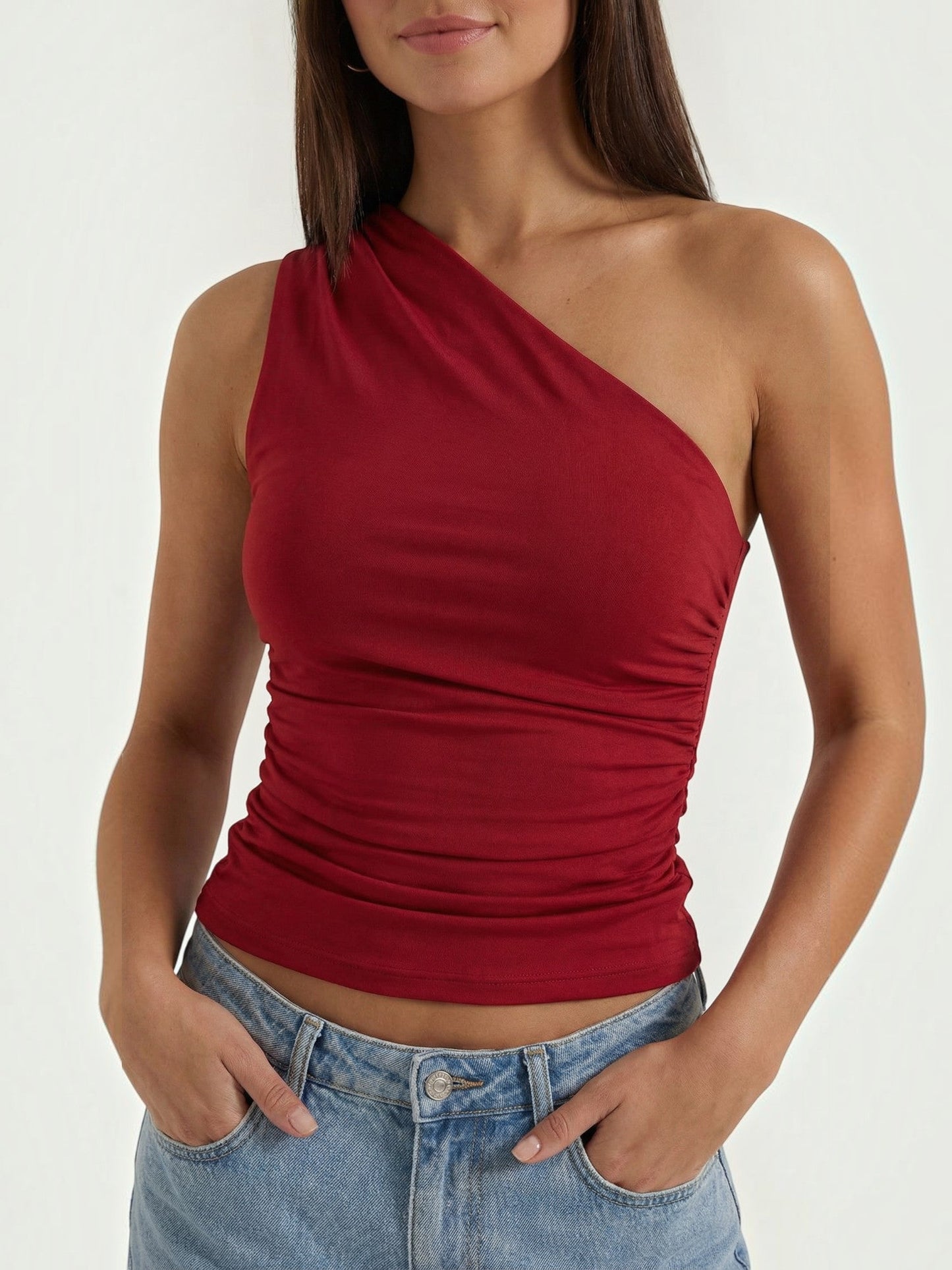 Briony Sleeveless One-Shoulder Top