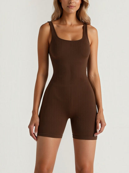 Ribbed Square-Neck Bodysuit with Brief Bottom
