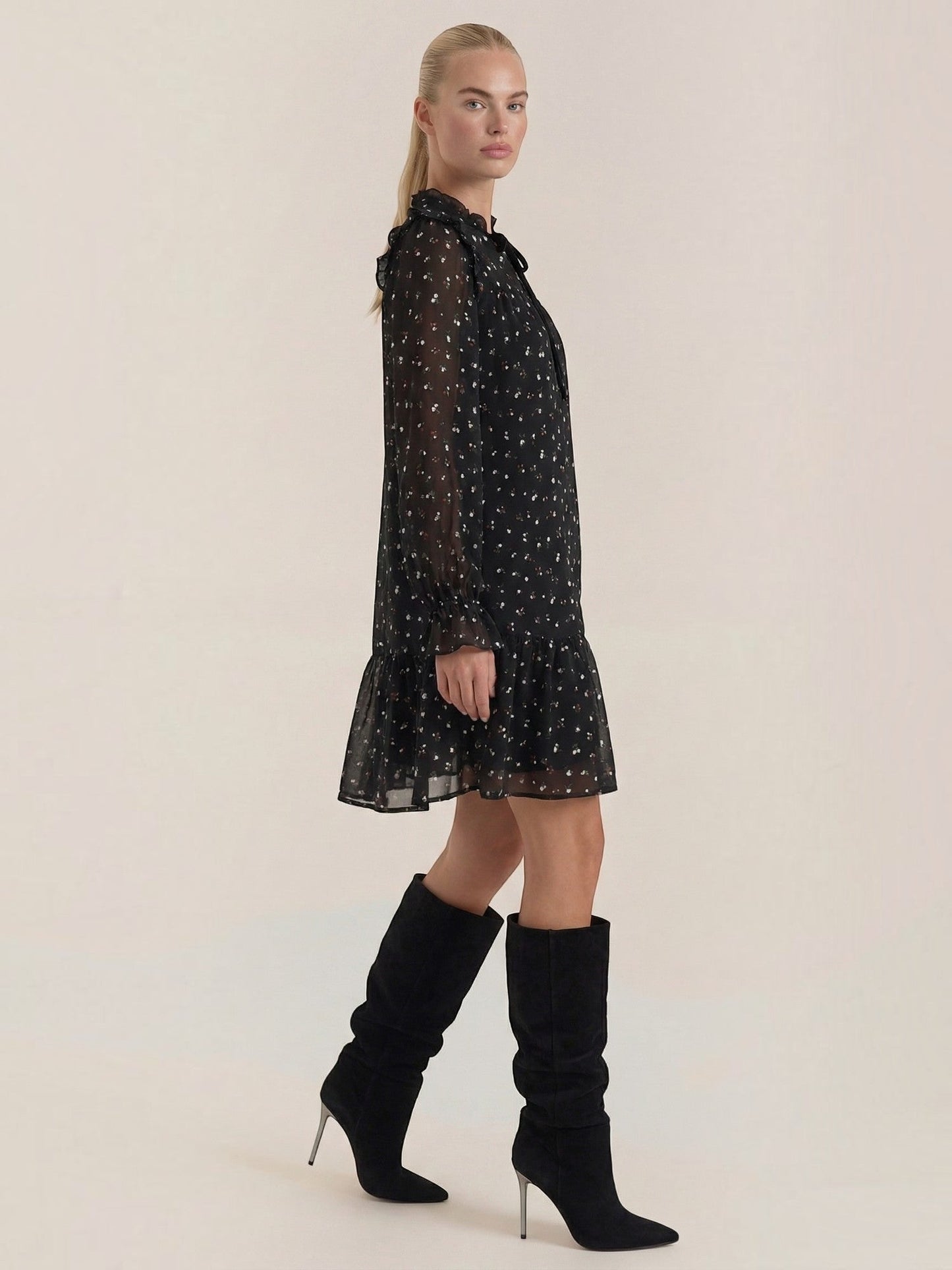Katie Ruffle-Trim Mini Dress