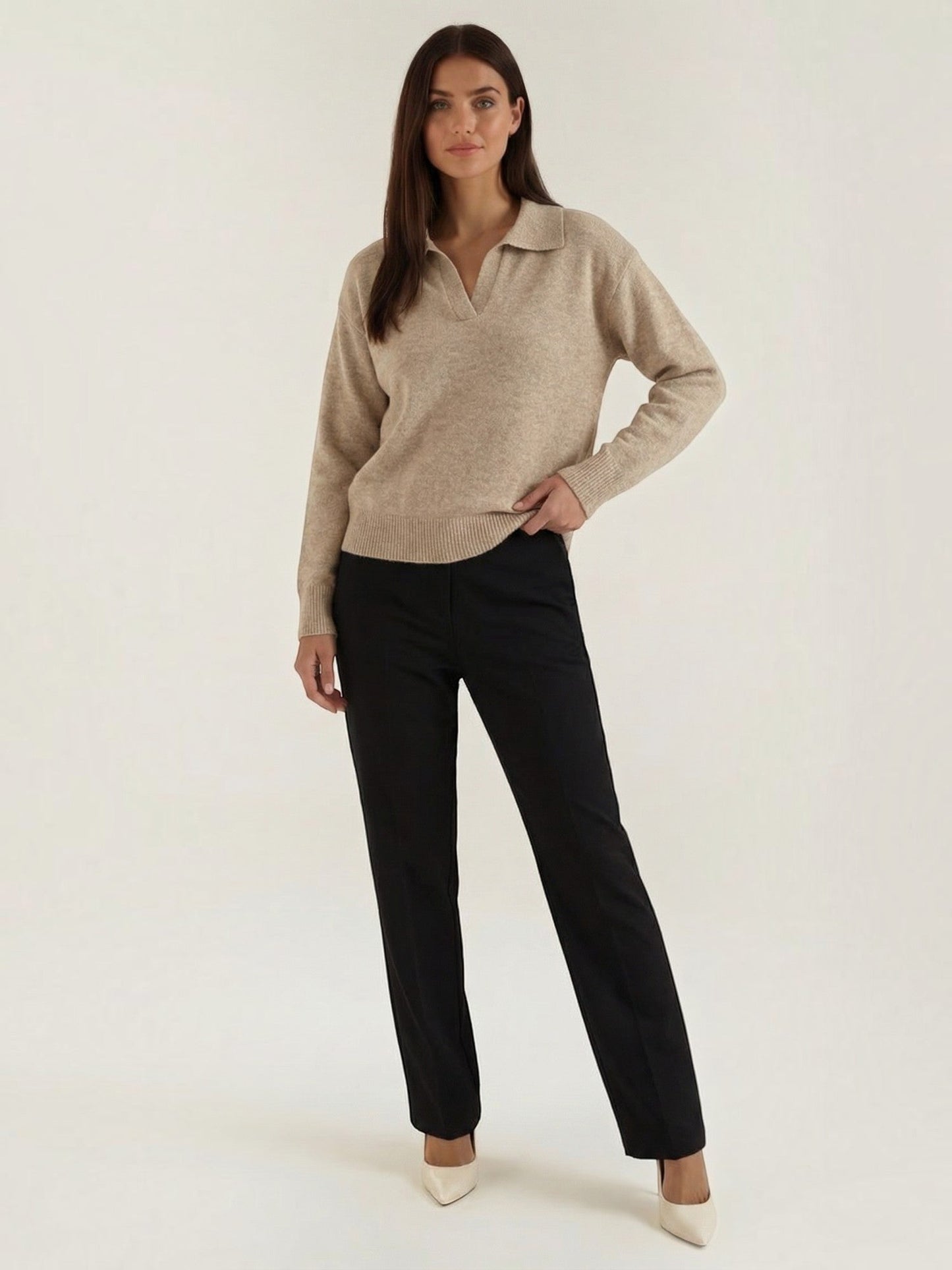 Knit Sweater with Polo Collar