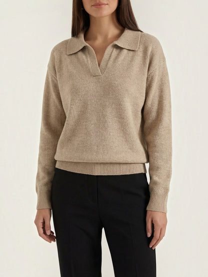 Knit Sweater with Polo Collar