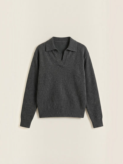 Knit Sweater with Polo Collar