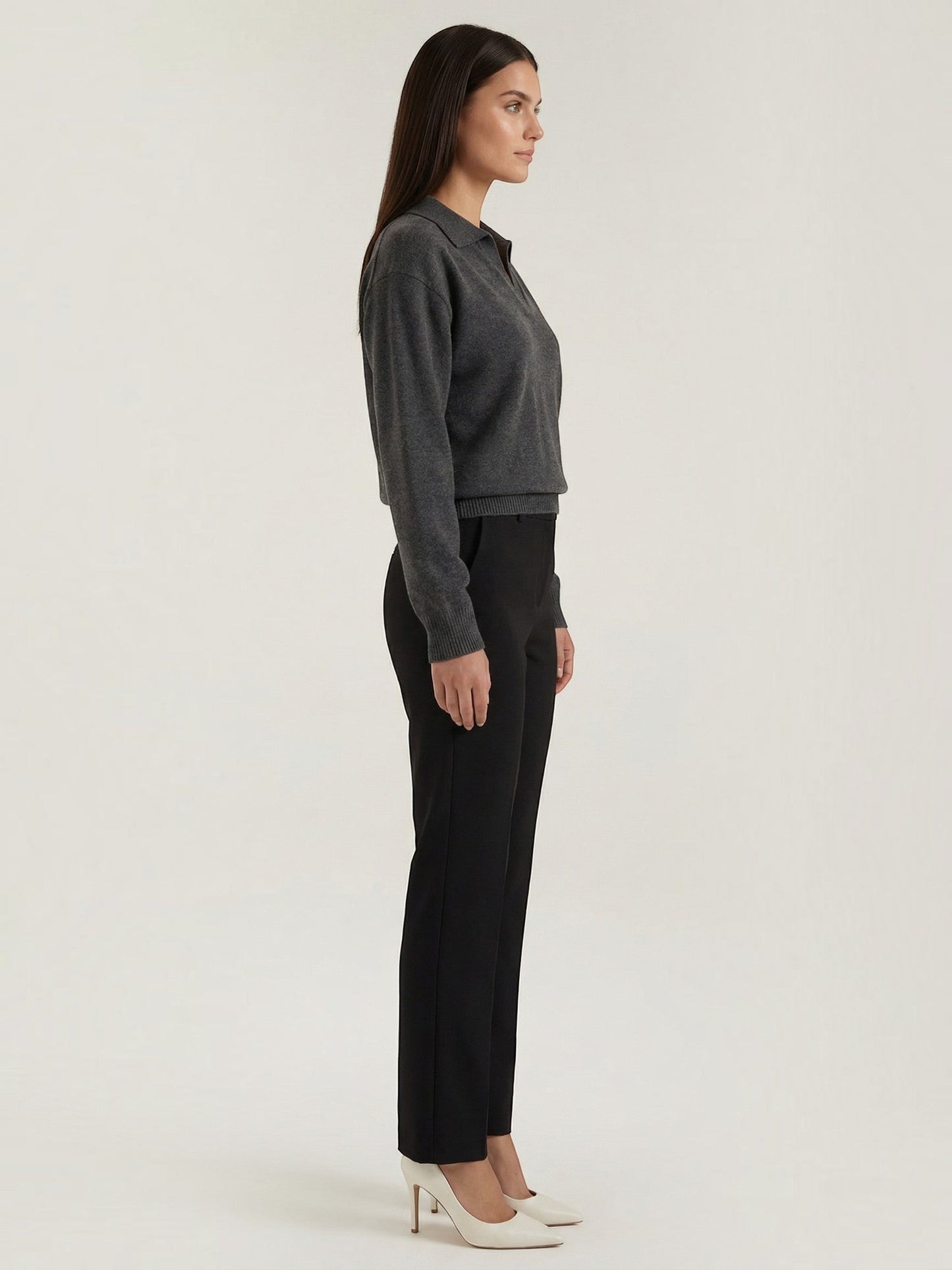 Knit Sweater with Polo Collar