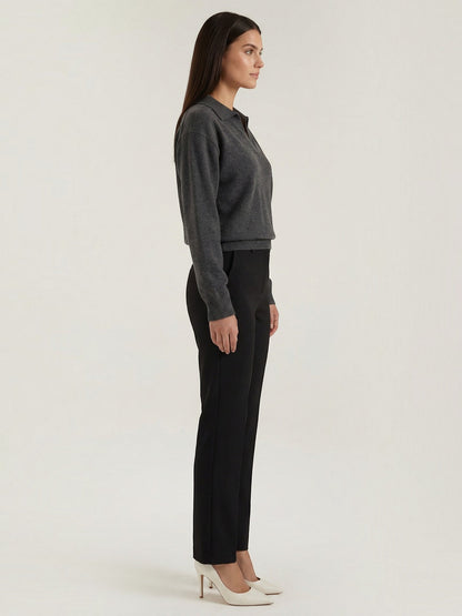 Knit Sweater with Polo Collar