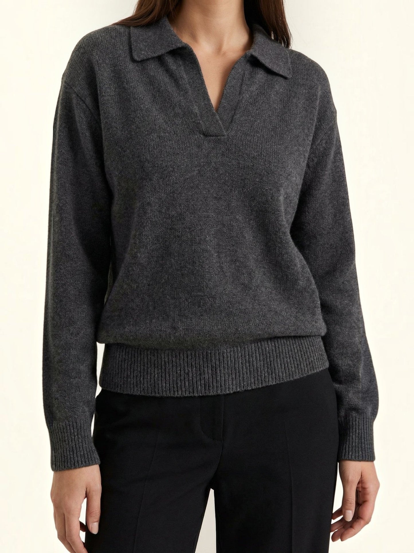 Knit Sweater with Polo Collar
