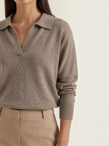 Knit Sweater with Polo Collar