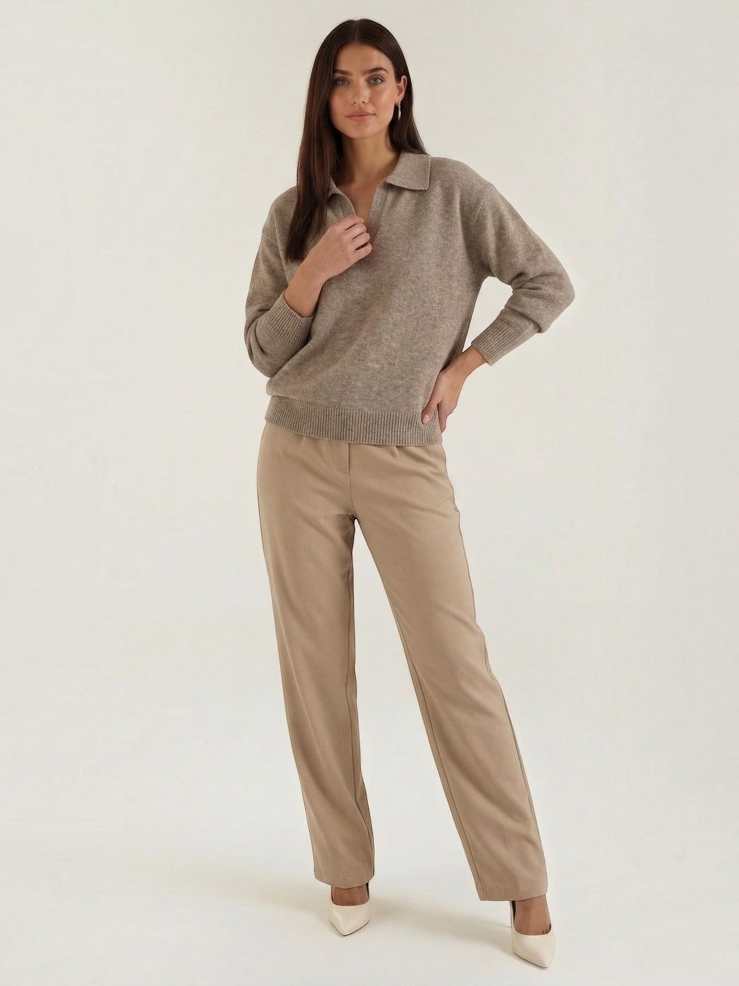 Knit Sweater with Polo Collar