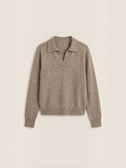 Knit Sweater with Polo Collar