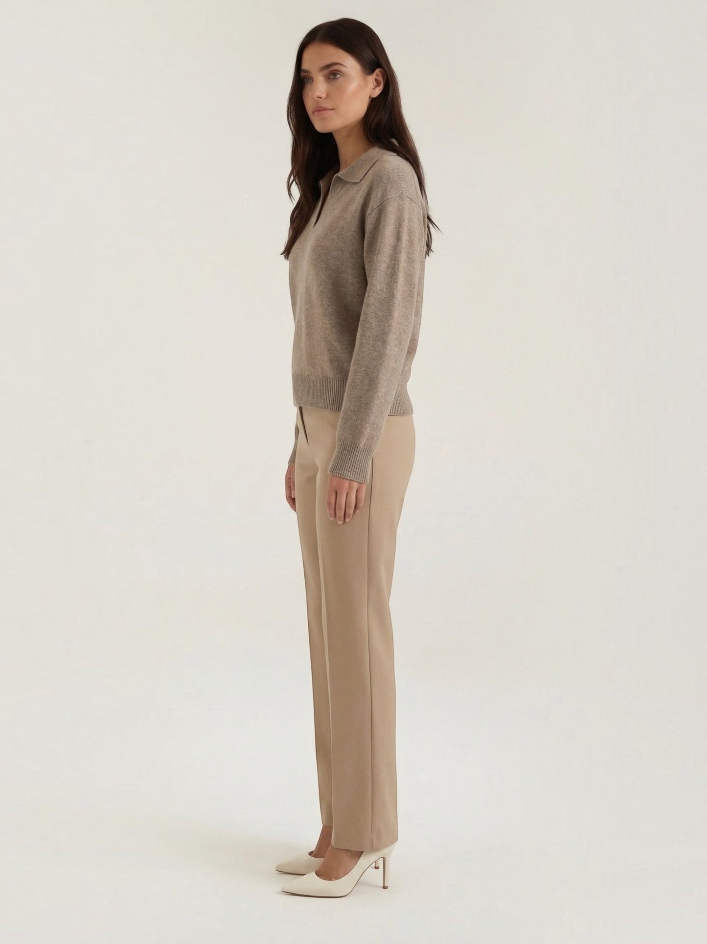 Knit Sweater with Polo Collar