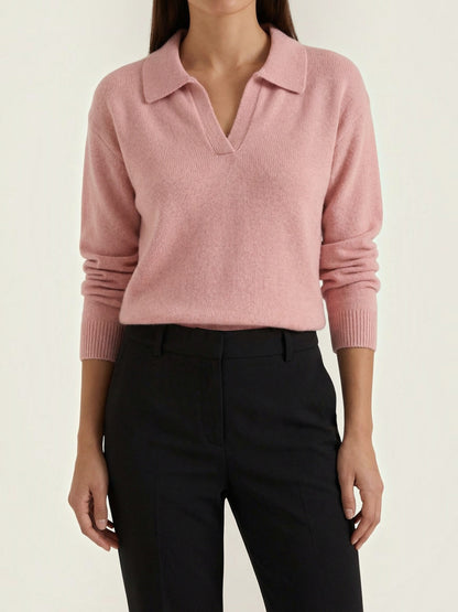 Knit Sweater with Polo Collar
