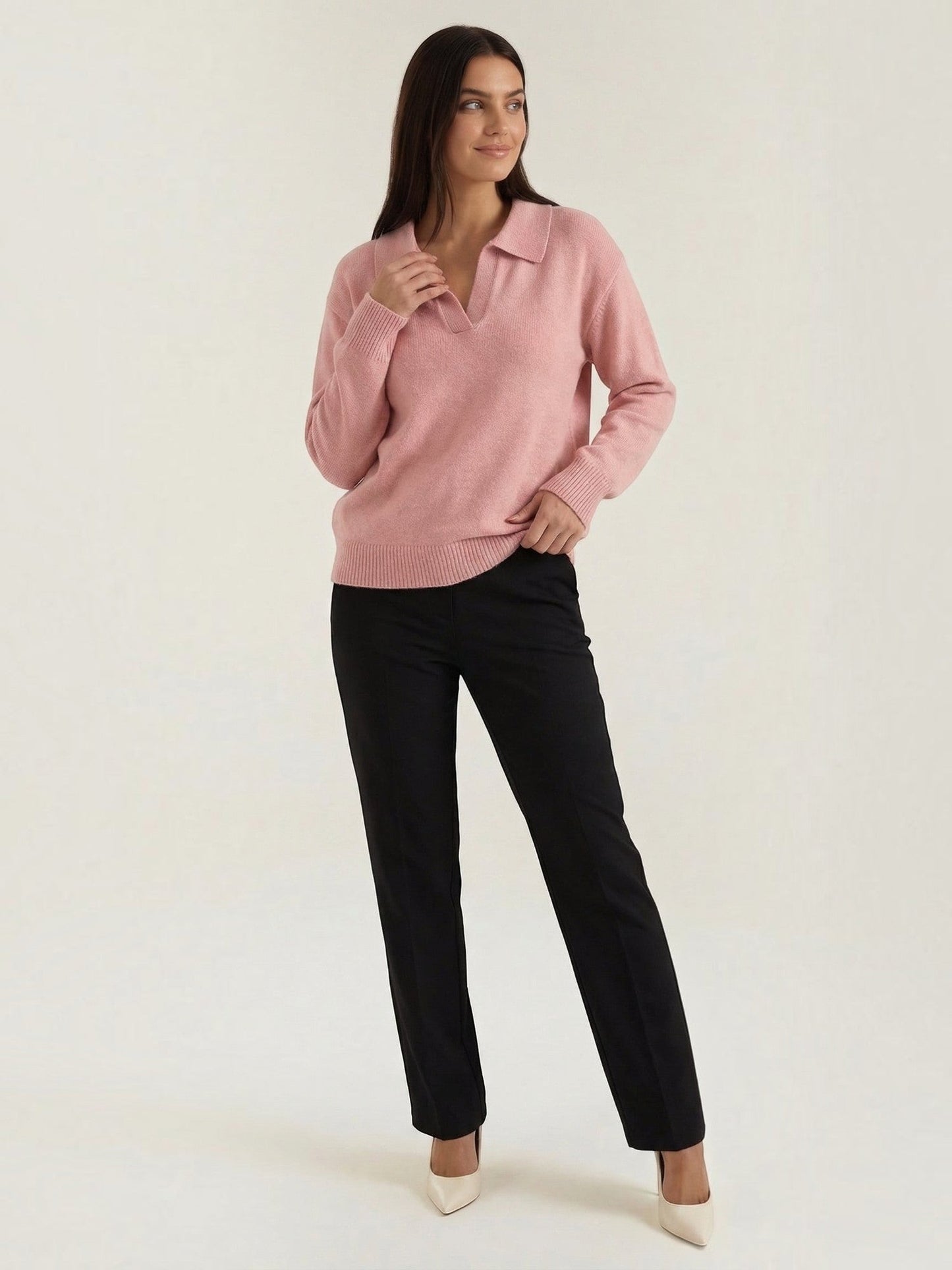 Knit Sweater with Polo Collar