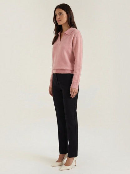 Knit Sweater with Polo Collar