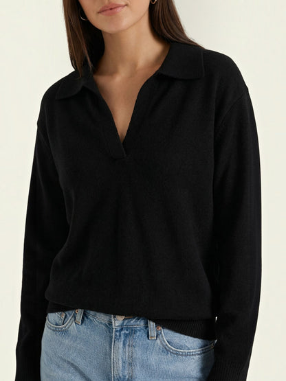 Knit Sweater with Polo Collar
