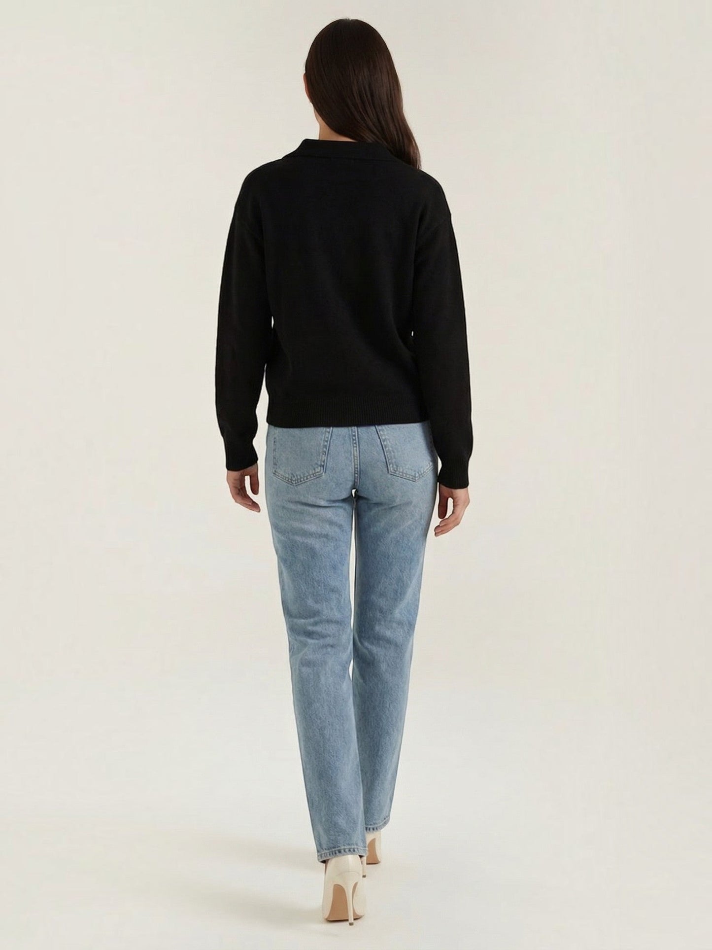 Knit Sweater with Polo Collar