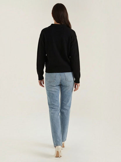 Knit Sweater with Polo Collar