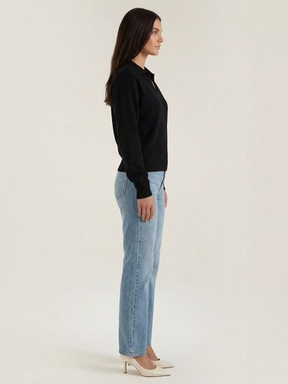 Knit Sweater with Polo Collar
