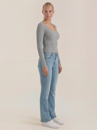 Marian Long-Sleeve Scoop-Neck Top