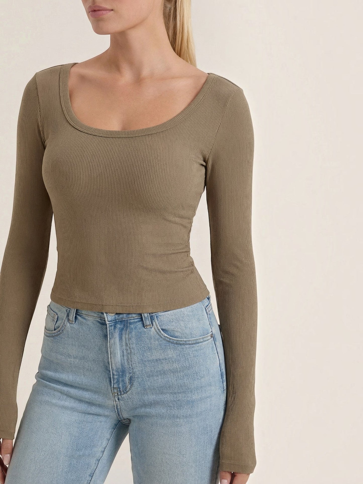 Marian Long-Sleeve Scoop-Neck Top