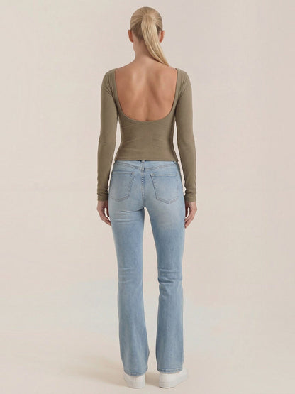 Marian Long-Sleeve Scoop-Neck Top