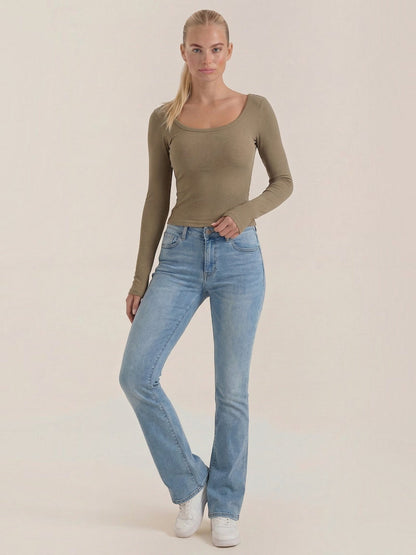 Marian Long-Sleeve Scoop-Neck Top