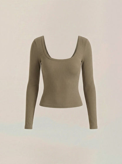 Marian Long-Sleeve Scoop-Neck Top