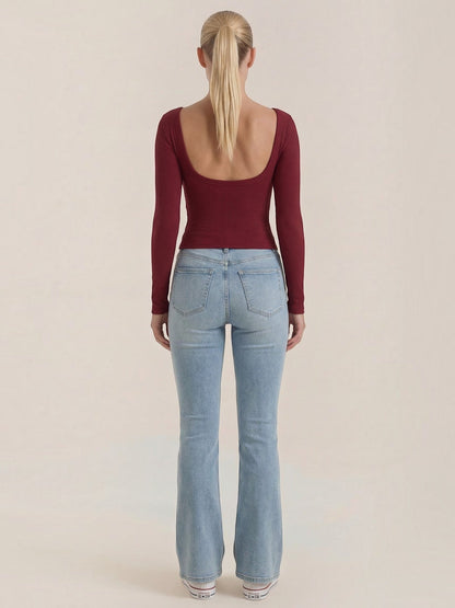 Marian Long-Sleeve Scoop-Neck Top