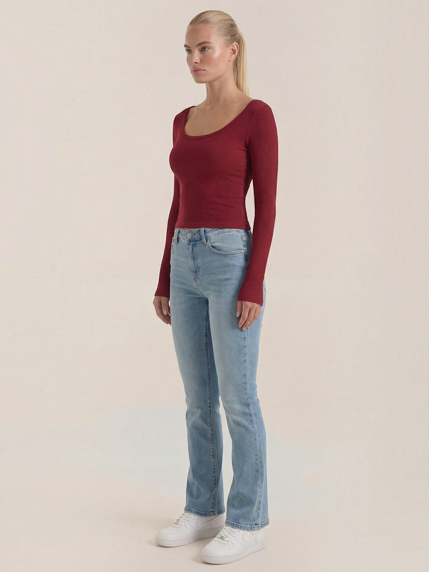 Marian Long-Sleeve Scoop-Neck Top