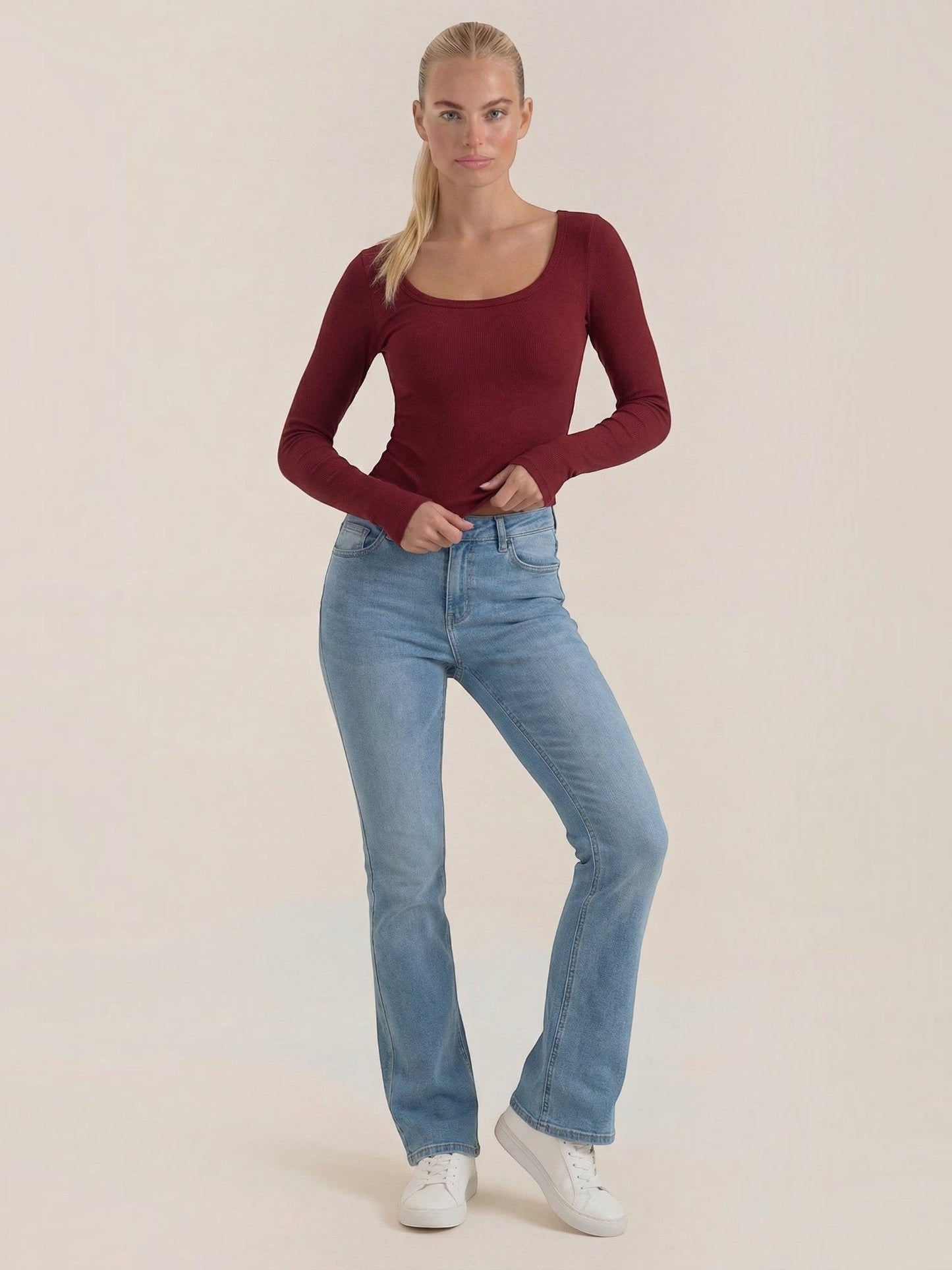 Marian Long-Sleeve Scoop-Neck Top