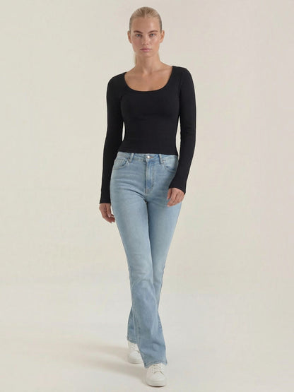 Marian Long-Sleeve Scoop-Neck Top
