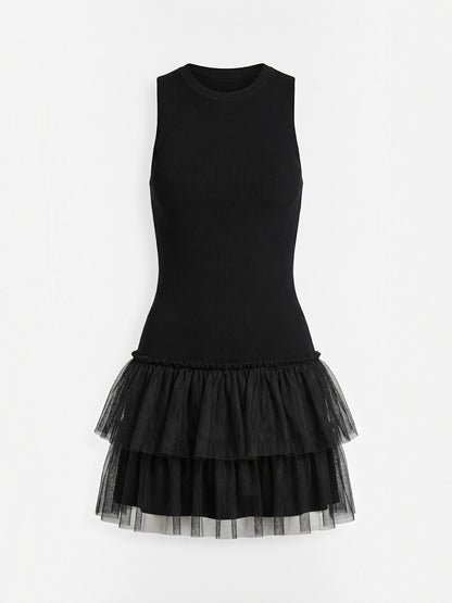 Nadia High-Neck Tulle Mini Dress